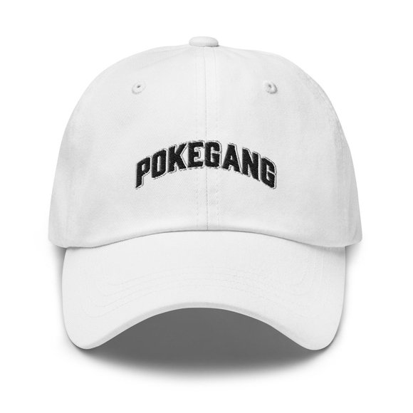 PokeGang Unisex White Antique Buckle 100% Chino Cotton Twill Adjustable Hat